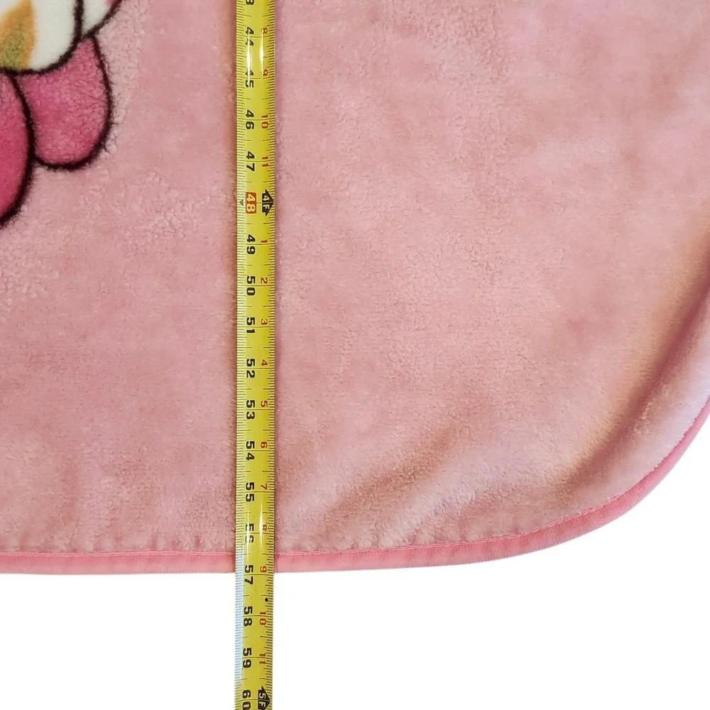 Vintage Precious Moments‎ Girl on Swing Pink Plush Blanket *Read